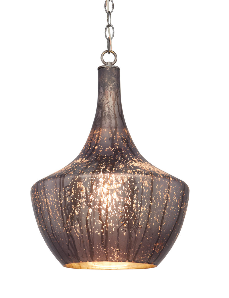 Currey and Company 9000-0124 One Light Pendant, Antique Gray/Cloud Finish - LightingWellCo