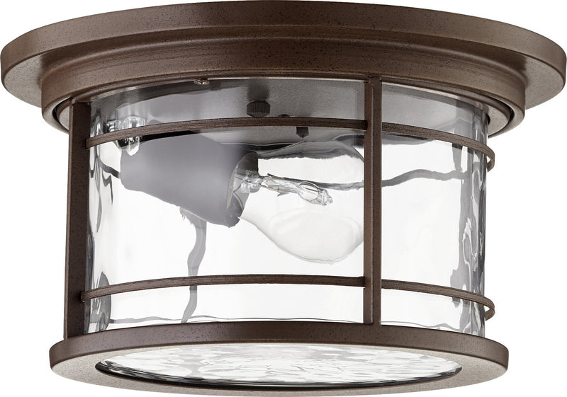 Quorum 3916-11186 One Light Outdoor Lantern, Oiled Bronze w/ Clear Hammered Glass Finish - LightingWellCo