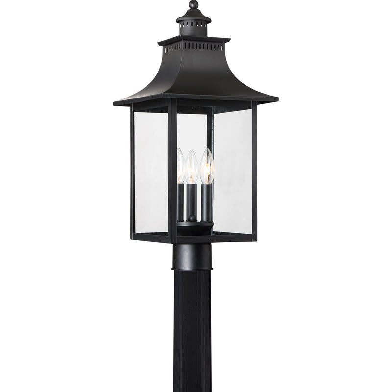 Quoizel CCR9010K Three Light Outdoor Post Lantern, Mystic Black Finish - LightingWellCo