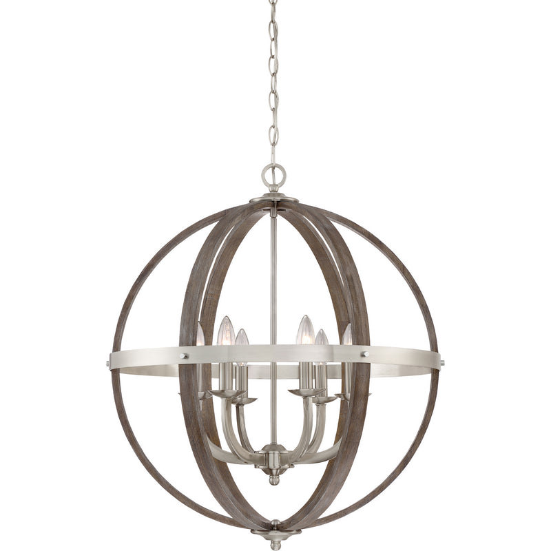 Quoizel FSN5206BN Six Light Foyer Pendant, Brushed Nickel Finish - LightingWellCo