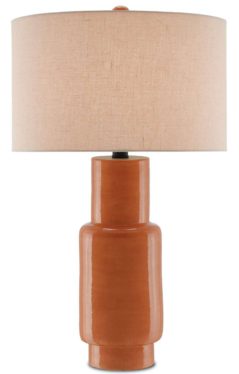 Currey and Company 6000-0192 One Light Table Lamp, Orange/Satin Black Finish - LightingWellCo