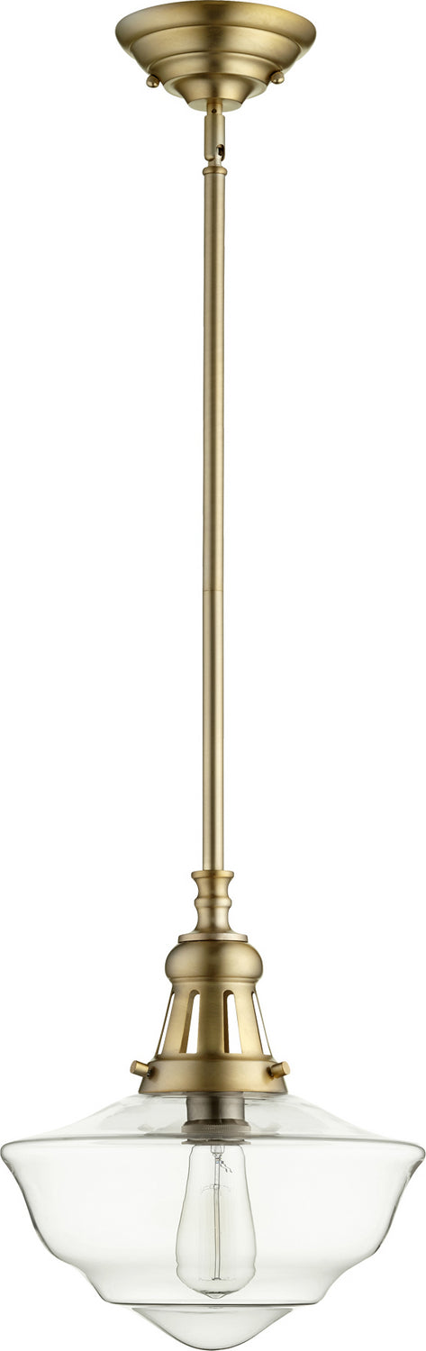 Quorum 801-12-80 One Light Pendant, Aged Brass Finish - LightingWellCo