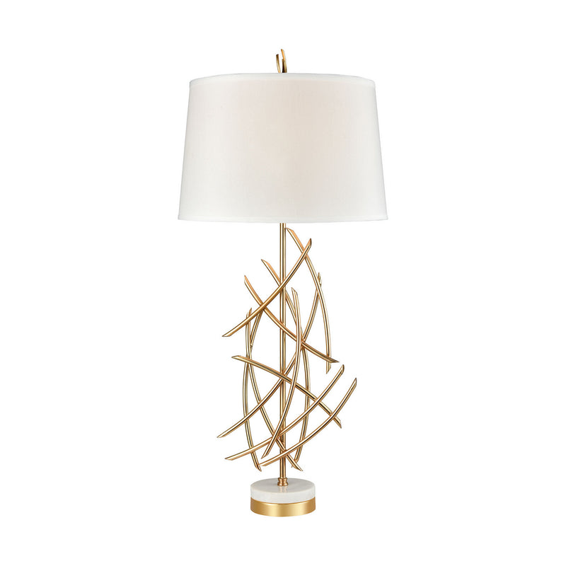 ELK Home D3648 One Light Table Lamp, Gold Plated Metal, White Marble, White Marble Finish - At LightingWellCo