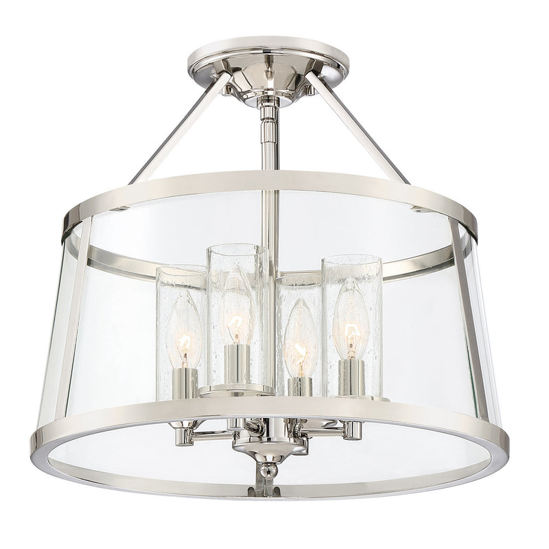 Quoizel BAW1716PK Four Light Semi-Flush Mount, Polished Nickel Finish - LightingWellCo