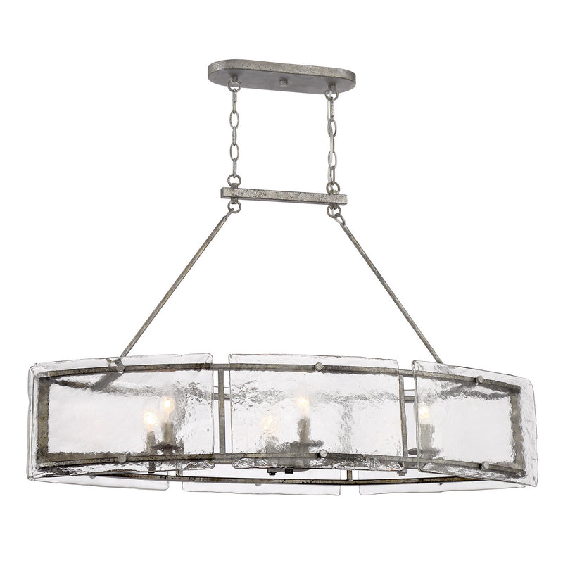 Quoizel FTS638MM Six Light Island Chandelier, Mottled Silver Finish - LightingWellCo
