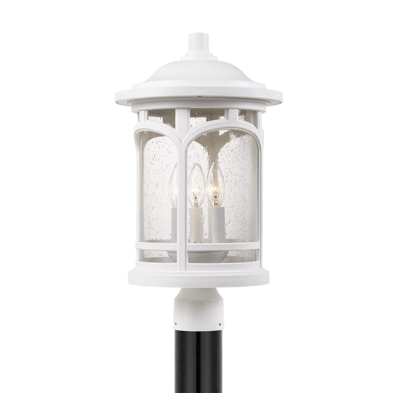 Quoizel MBH9011W Three Light Outdoor Post Lantern, White Lustre Finish - LightingWellCo