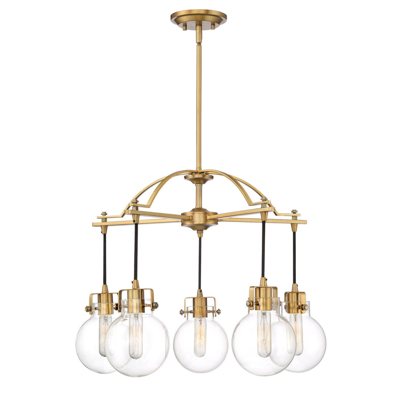Quoizel SDL5005WS Five Light Chandelier, Weathered Brass Finish - LightingWellCo