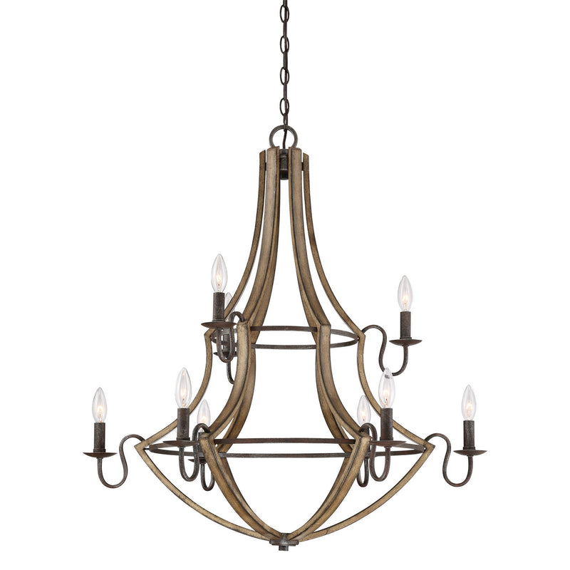 Quoizel SHR5009RK Nine Light Chandelier, Rustic Black Finish - LightingWellCo