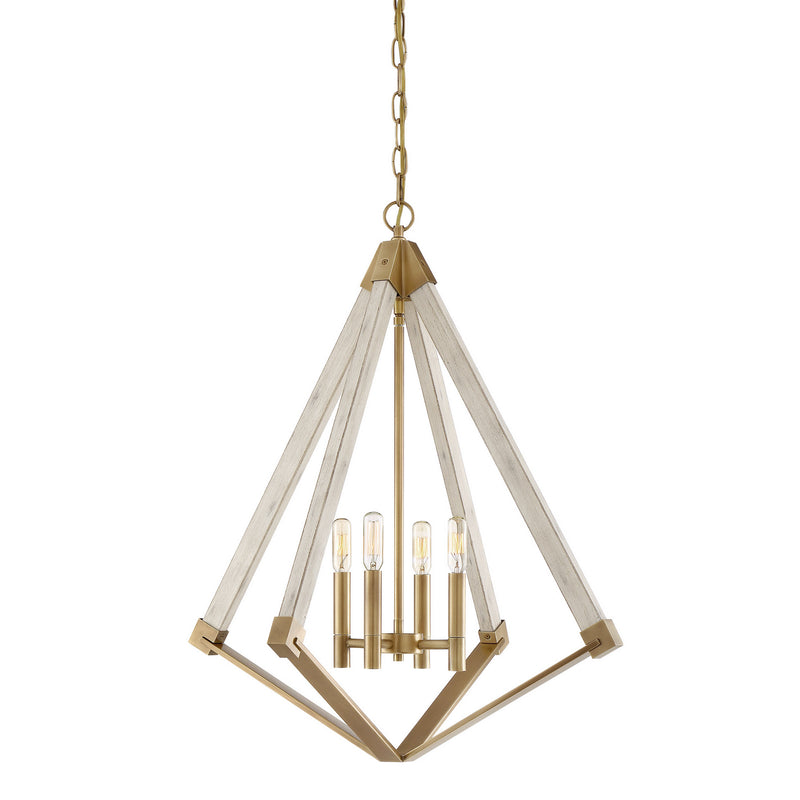 Quoizel VP5204WS Four Light Foyer Pendant, Weathered Brass Finish - LightingWellCo