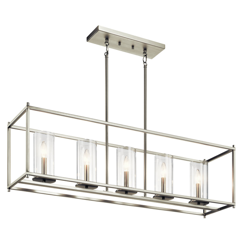 Kichler 43995NI Five Light Linear Chandelier, Brushed Nickel Finish - LightingWellCo