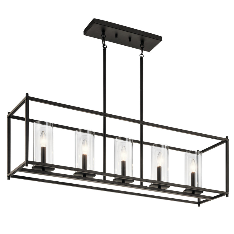 Kichler 43995OZ Five Light Linear Chandelier, Olde Bronze Finish - LightingWellCo