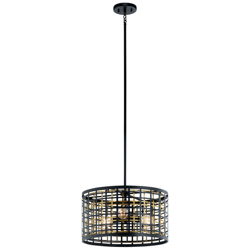 Kichler 44075BK Three Light Pendant/Semi Flush Mount, Black Finish - LightingWellCo