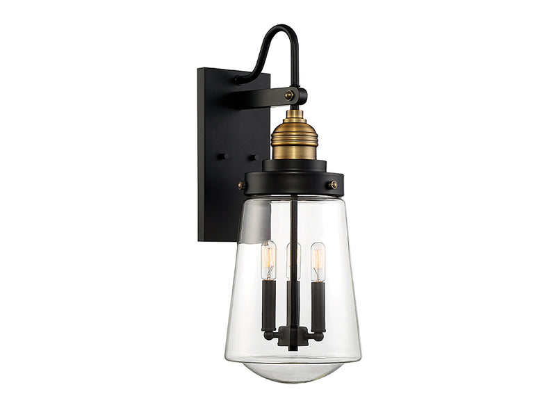 Savoy House 5-2068-51 Three Light Wall Lantern, Vintage Black with Warm Brass Finish LightingWellCo