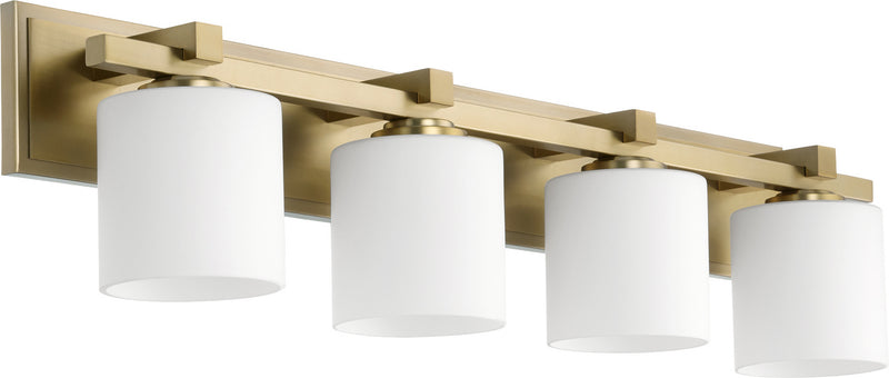Quorum 5369-4-80 Four Light Vanity, Aged Brass Finish - LightingWellCo
