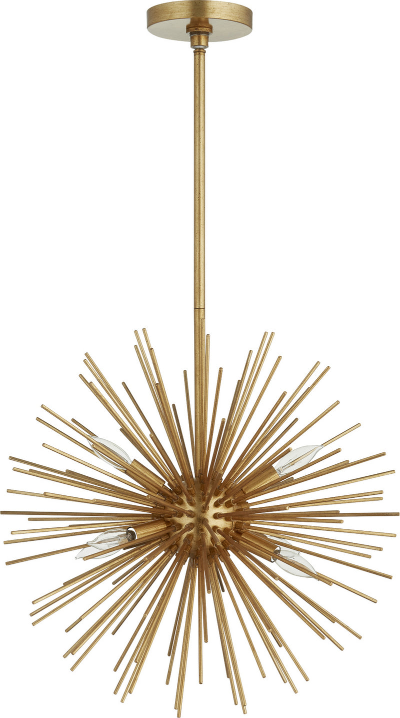 Quorum 600-6-74 Six Light Pendant, Gold Leaf Finish - LightingWellCo
