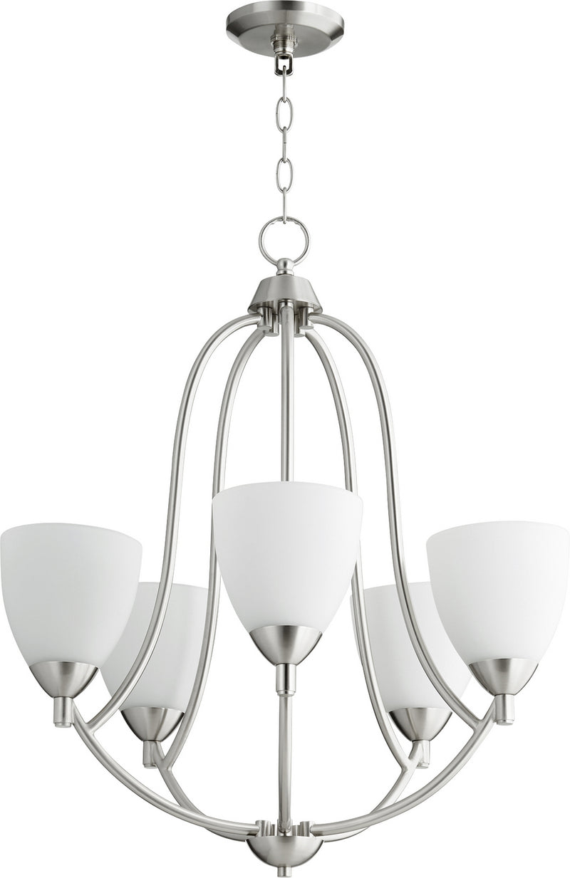 Quorum 6069-5-65 Five Light Chandelier, Satin Nickel Finish - LightingWellCo