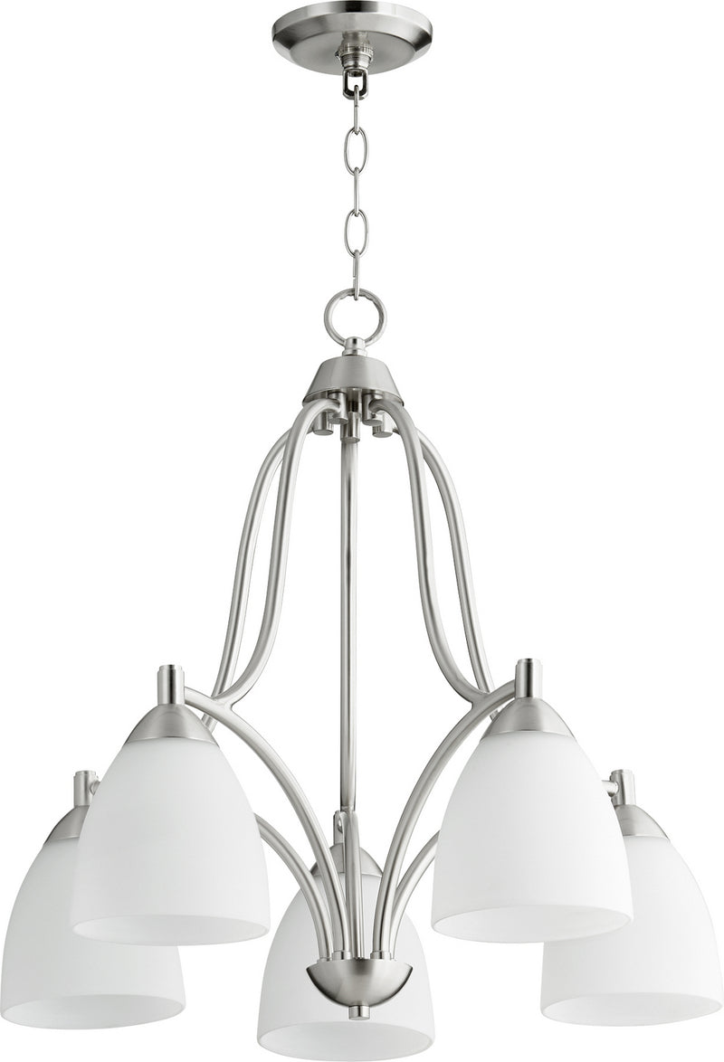 Quorum 6369-5-65 Five Light Chandelier, Satin Nickel Finish - LightingWellCo