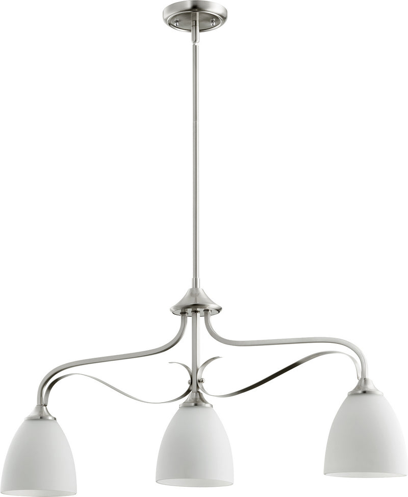 Quorum 6627-3-65 Three Light Island Pendant, Satin Nickel Finish - LightingWellCo