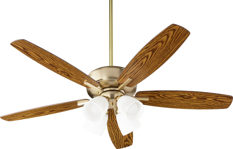 Quorum 70525-480 52``Ceiling Fan, Aged Brass Finish - LightingWellCo