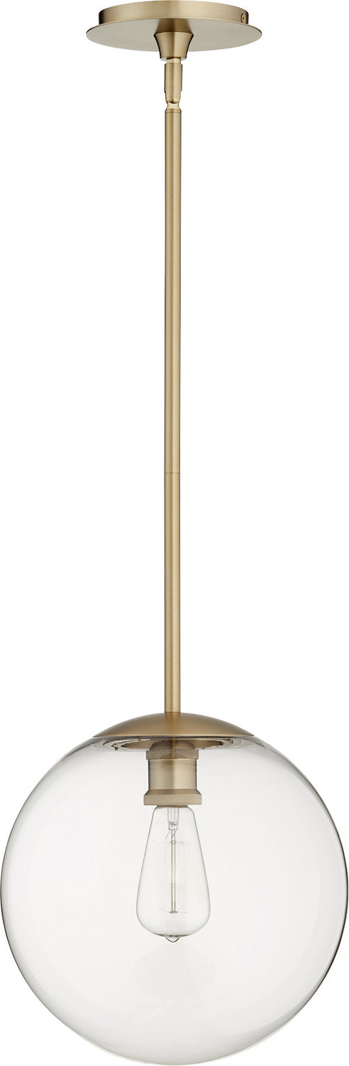 Quorum 80-12-80 One Light Pendant, Aged Brass Finish - LightingWellCo