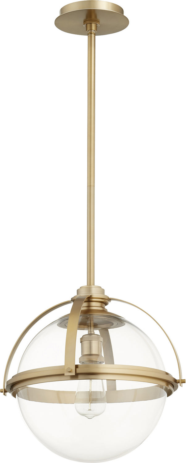 Quorum 88-15-80 One Light Pendant, Aged Brass Finish - LightingWellCo