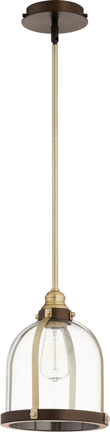 Quorum 886-8086 One Light Pendant, Aged Brass w/ Oiled Bronze Finish - LightingWellCo