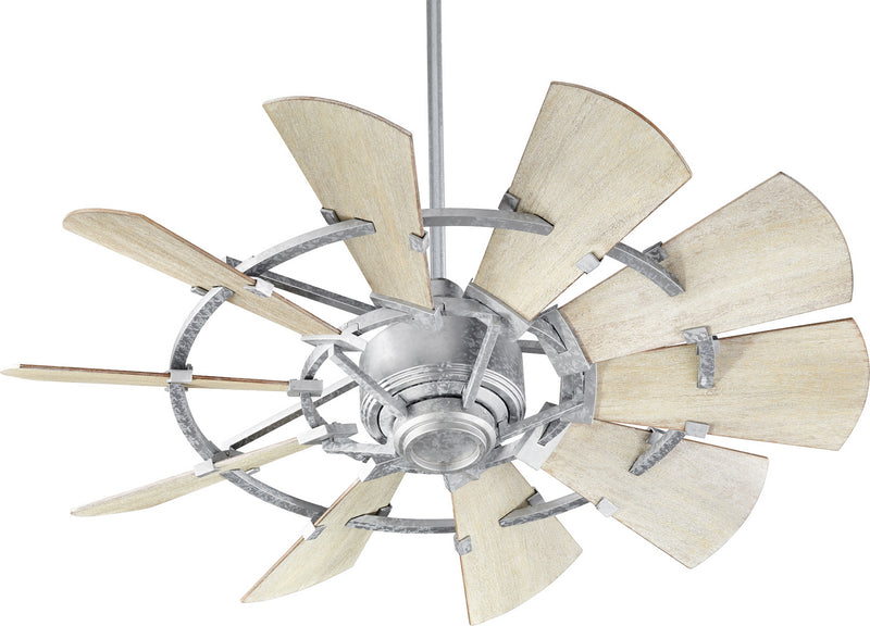 Quorum 94410-9 44``Ceiling Fan, Galvanized Finish - LightingWellCo