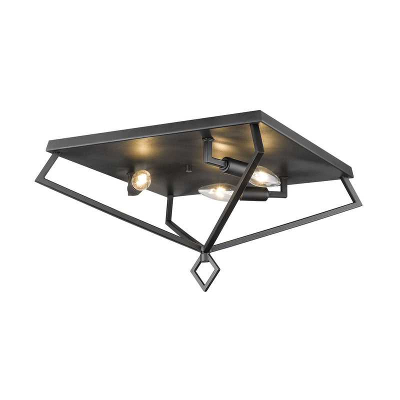Millennium 3256-MB Three Light Flushmount, Matte Black Finish - LightingWellCo