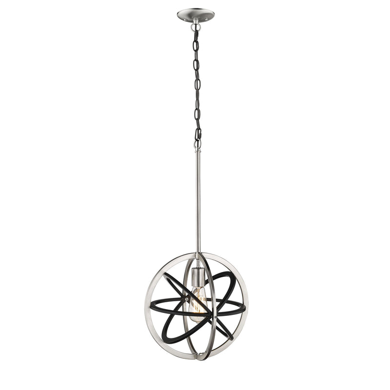 Millennium 3395-MB/BN One Light Pendant, Matte Black/Brushed Nickel Finish - LightingWellCo