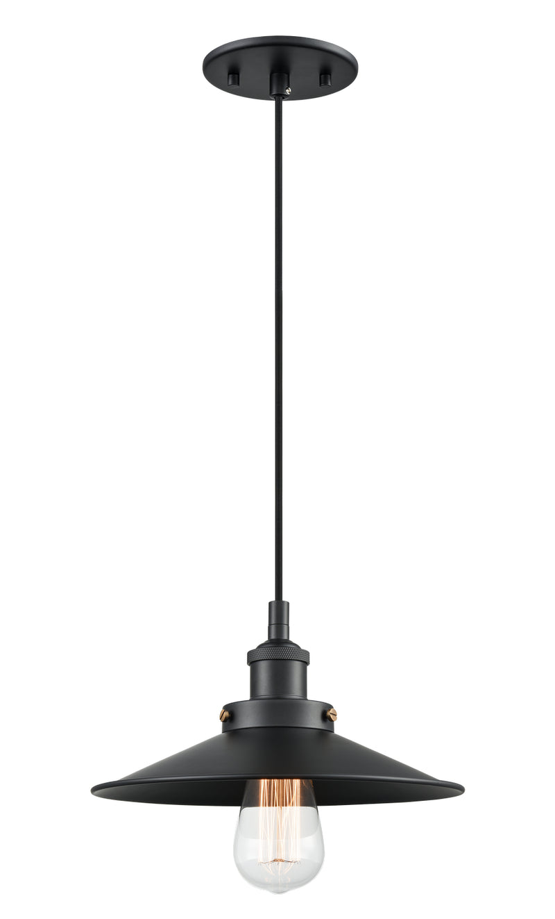 Matteo Lighting C46111BKBK One Light Pendant, Black Finish - LightingWellCo