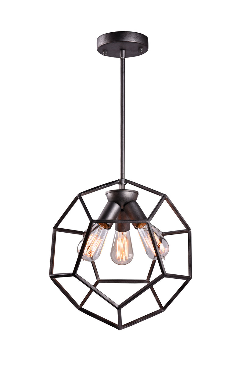 Matteo Lighting C54603RB Three Light Pendant, Rusty Black Finish - LightingWellCo