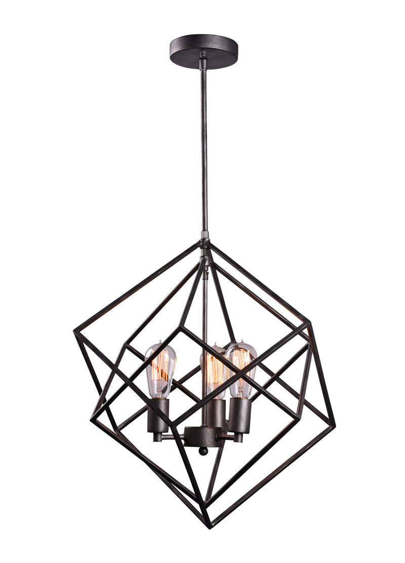 Matteo Lighting C54623RB Three Light Pendant, Rusty Black Finish - LightingWellCo