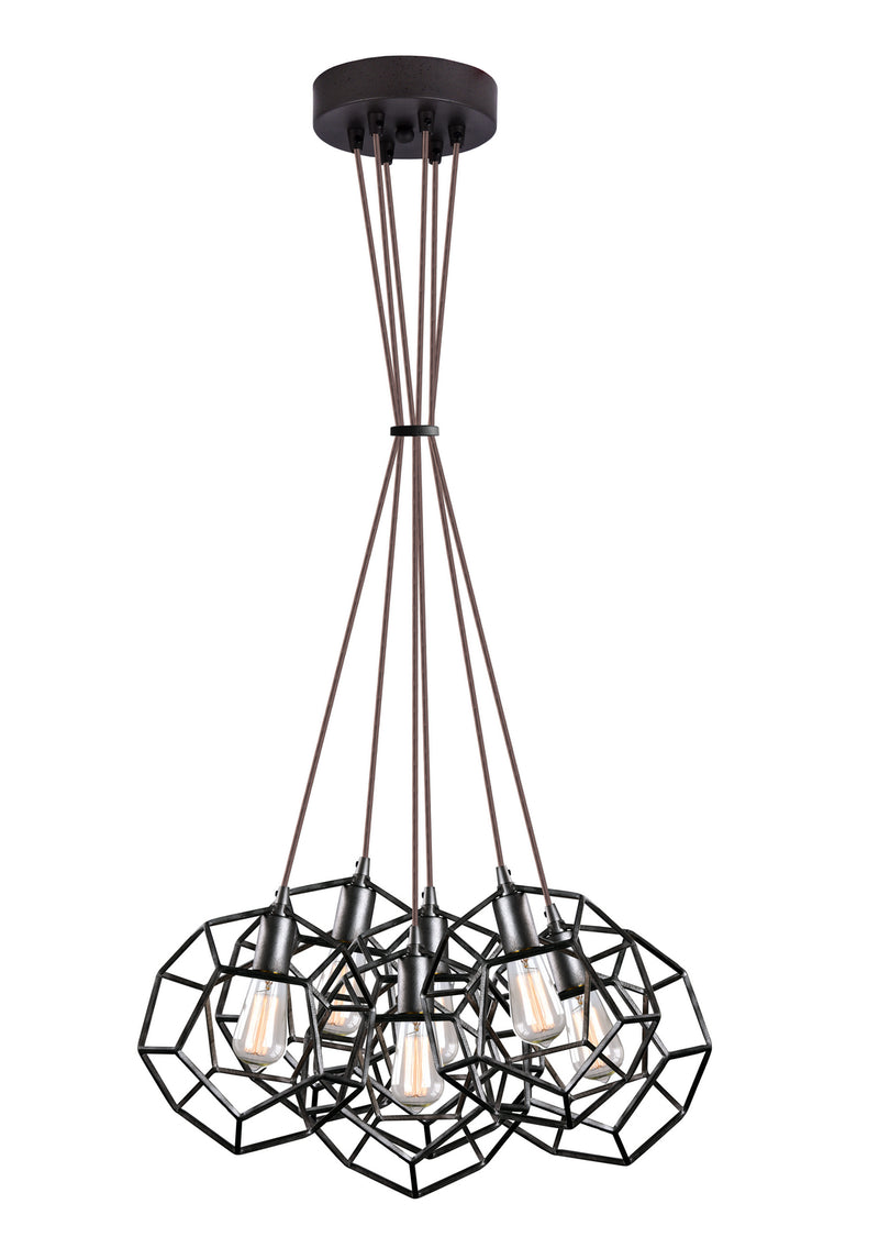 Matteo Lighting C54636RB Six Light Pendant, Rusty Black Finish - LightingWellCo