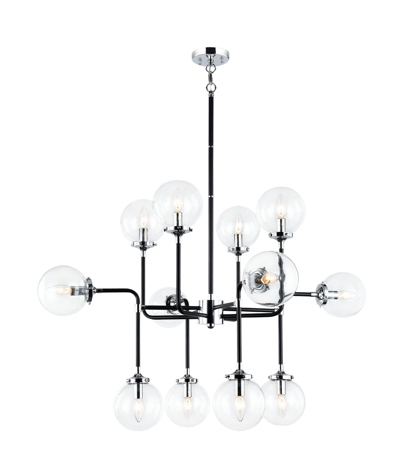 Matteo Lighting C58212CHCL 12 Light Pendant, Black & Chrome Finish - LightingWellCo