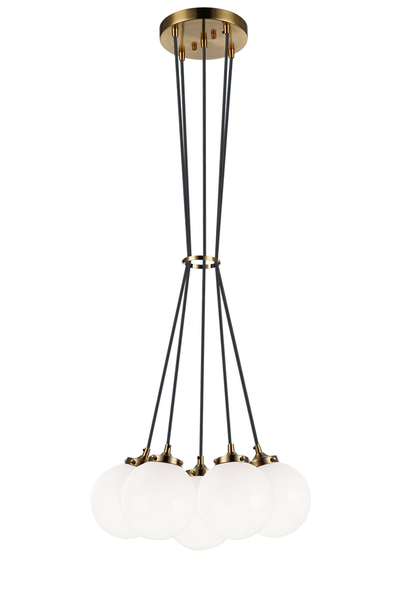 Matteo Lighting C63005AGOP Five Light Chandelier, Aged Gold Brass Finish - LightingWellCo