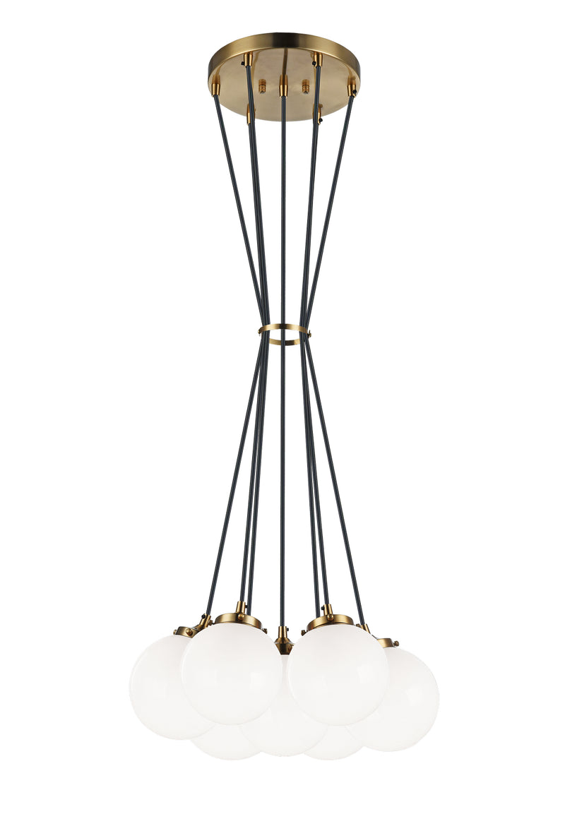 Matteo Lighting C63007AGOP Seven Light Chandelier, Aged Gold Brass Finish - LightingWellCo