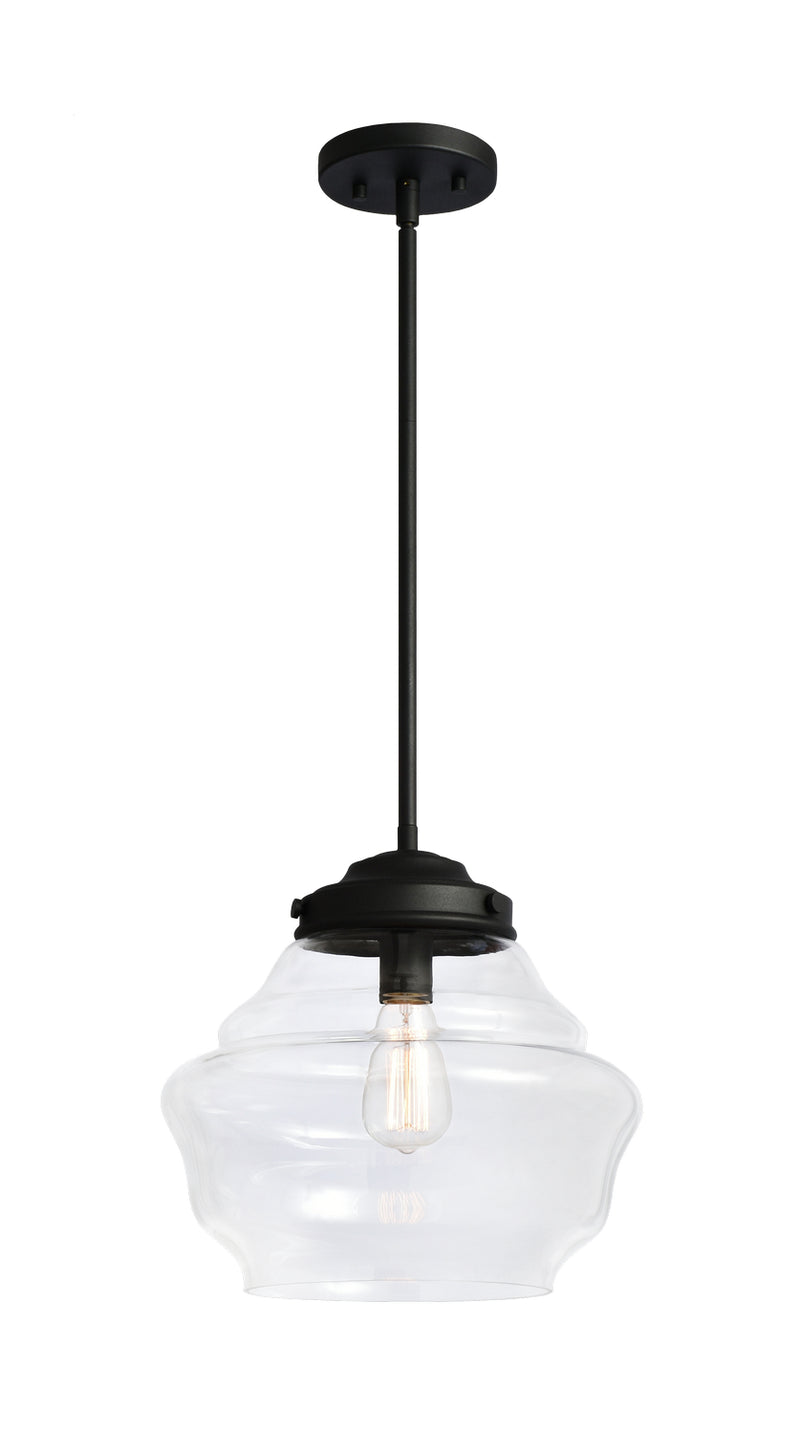 Matteo Lighting C66701MBCL One Light Pendant, Matte Black Finish - LightingWellCo