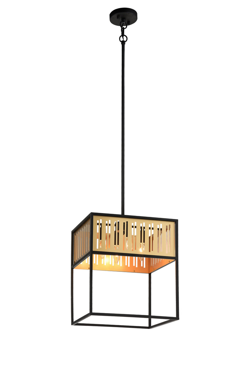 Matteo Lighting C67704MB Four Light Pendant, Matte Black & Brushed Gold Finish - LightingWellCo