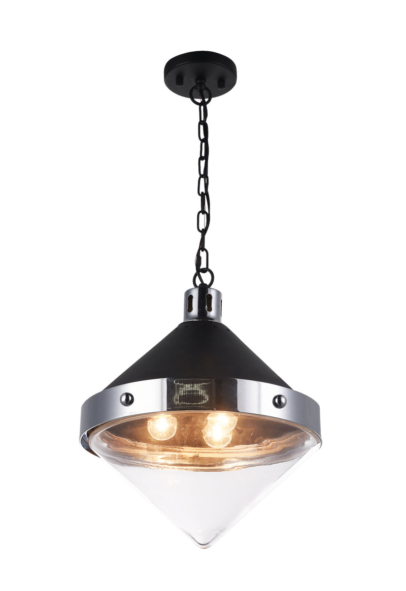 Matteo Lighting C72203CHCL Three Light Pendant, Matte Black & Chrome Finish - LightingWellCo