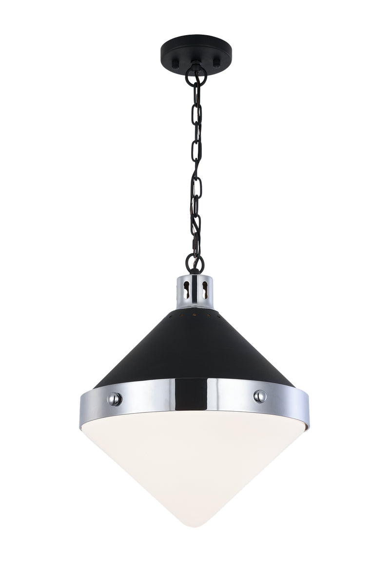 Matteo Lighting C72203CHOP Three Light Pendant, Matte Black & Chrome Finish - LightingWellCo