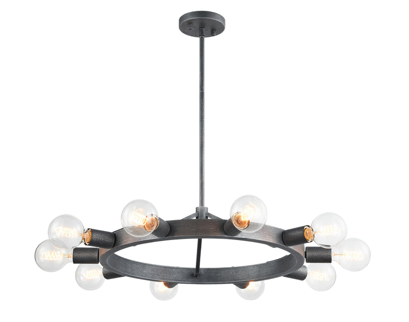 Matteo Lighting C73310SB Ten Light Chandelier, Silver Black Finish - LightingWellCo