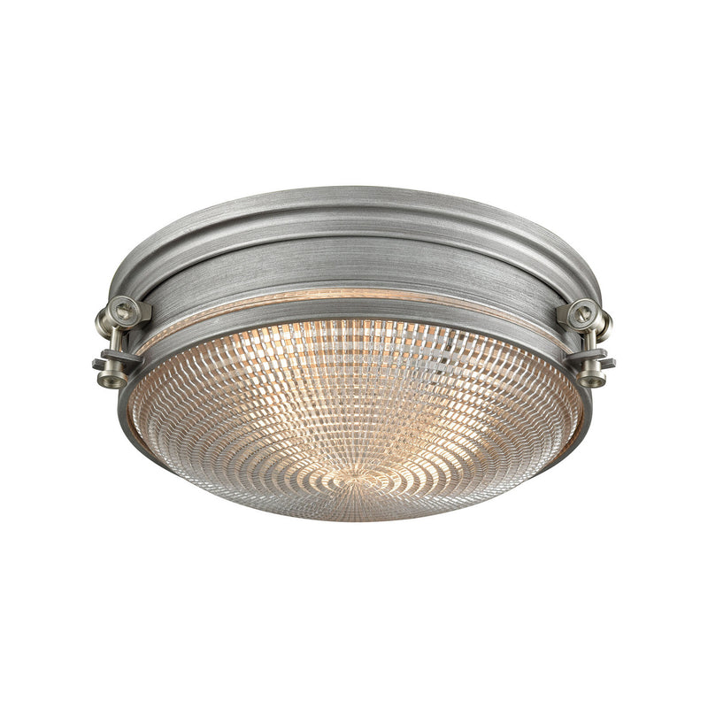ELK Home 16123/2 Two Light Flush Mount, Weathered Zinc, Satin Nickel Finish - At LightingWellCo