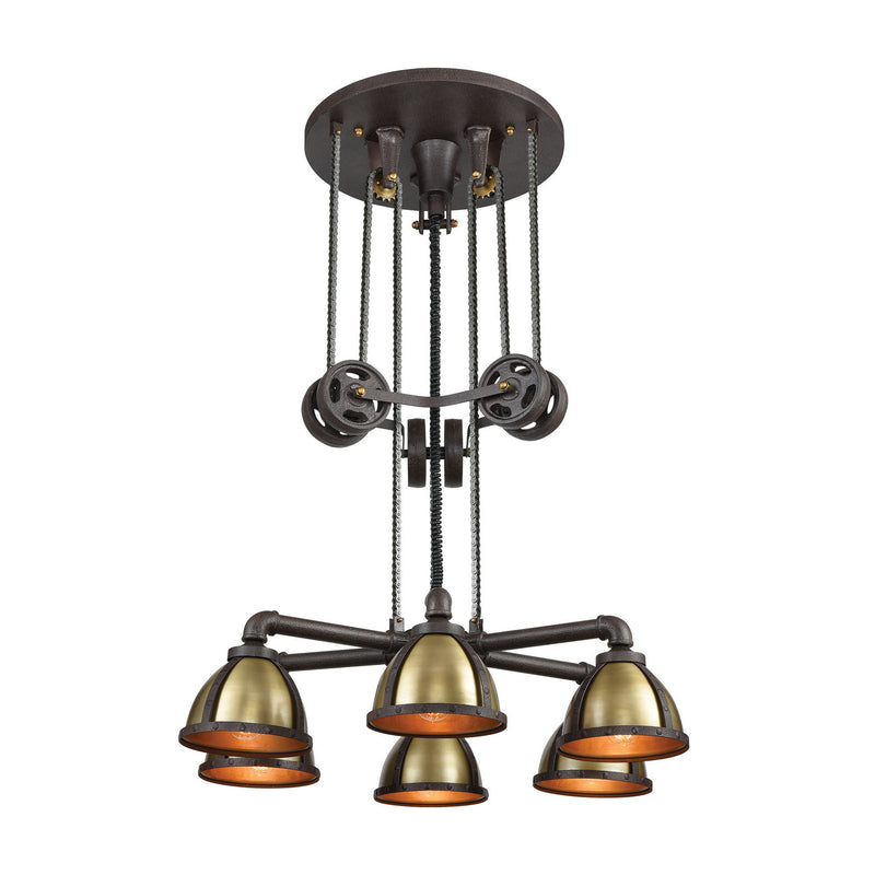 ELK Home 65154/6 Six Light Chandelier, Vintage Brass Finish-LightingWellCo