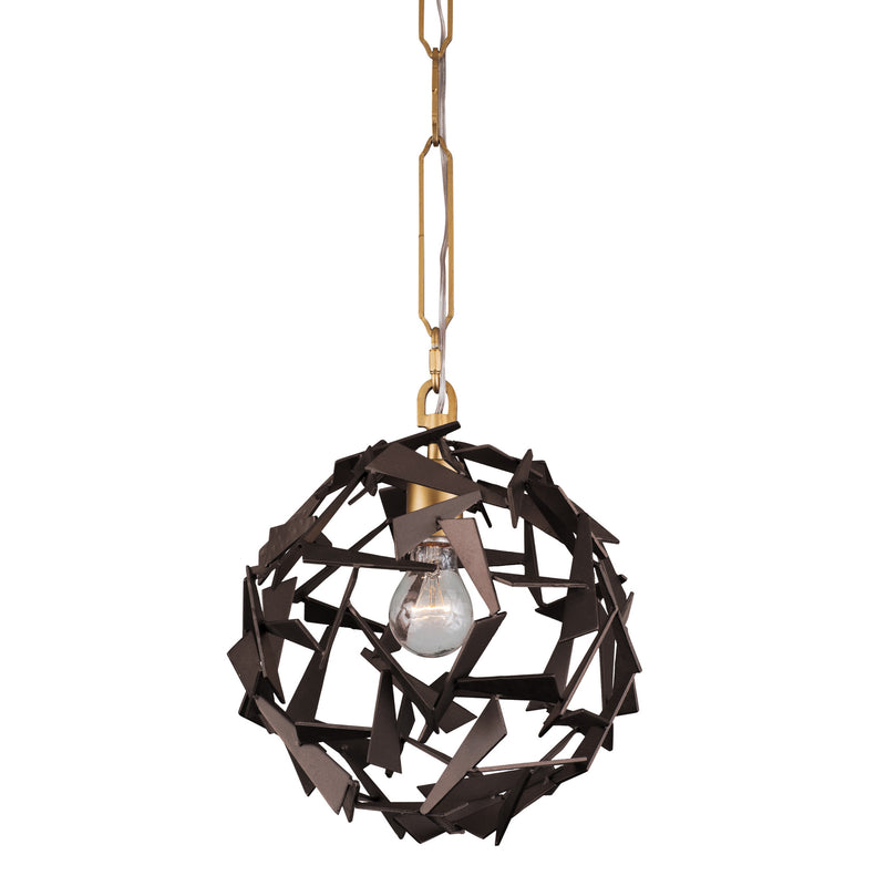 Varaluz 286P01AGRB One Light Pendant, Antique Gold/Rustic Bronze Finish - LightingWellCo
