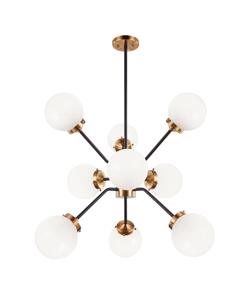 Matteo Lighting C72309AGOP Nine Light Chandelier, Aged Gold Brass Finish - LightingWellCo