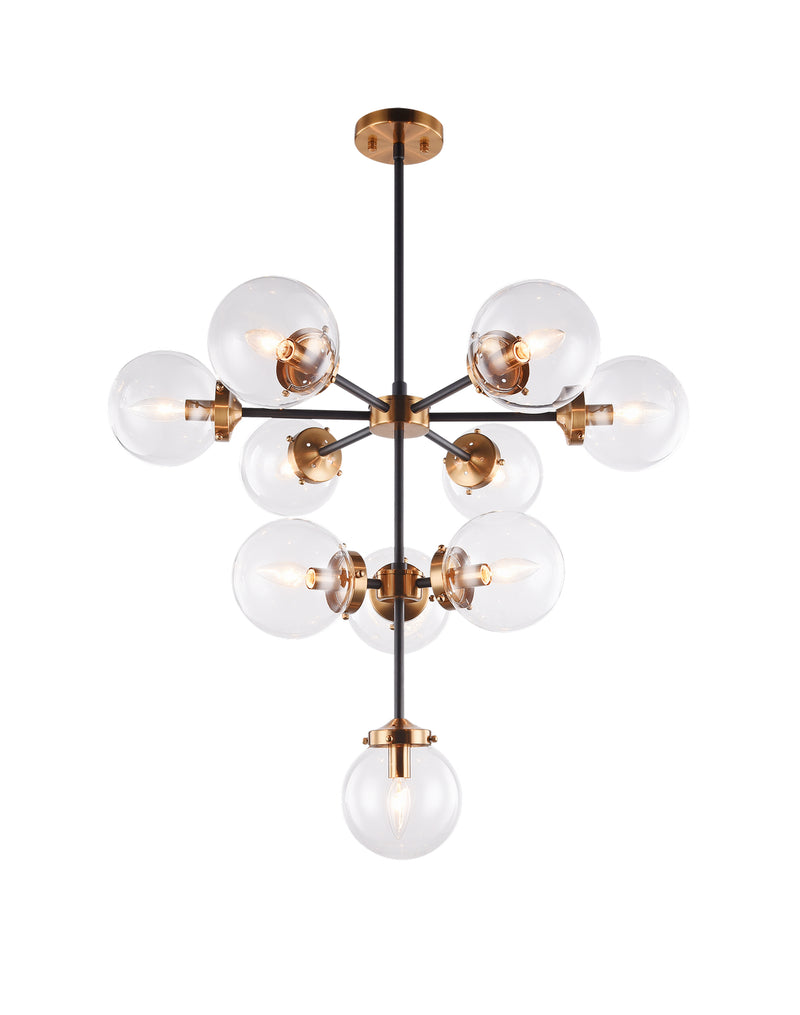 Matteo Lighting C72310AGCL Ten Light Pendant, Aged Gold Brass Finish - LightingWellCo