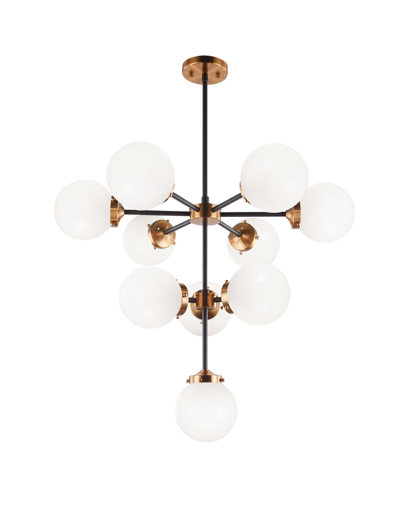 Matteo Lighting C72310AGOP Ten Light Pendant, Aged Gold Brass Finish - LightingWellCo