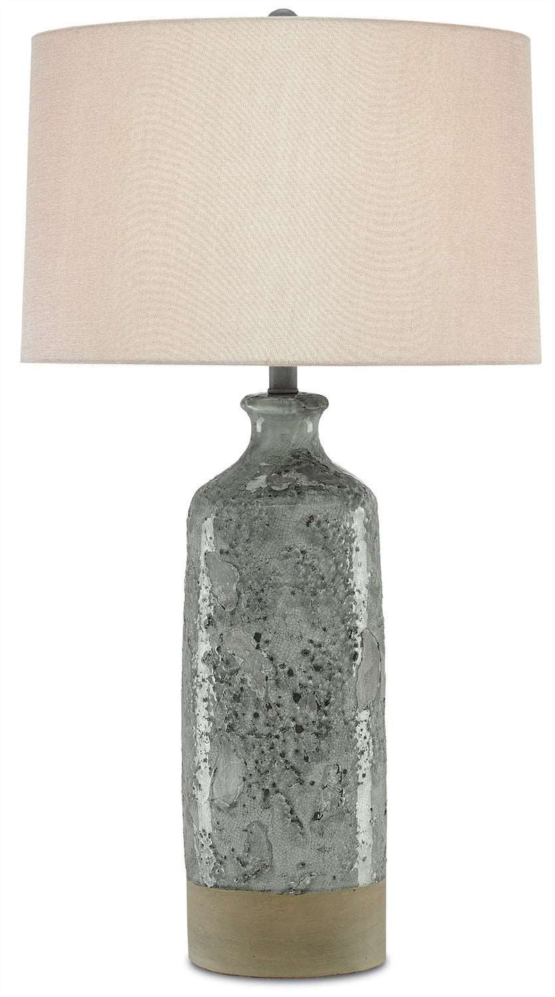 Currey and Company 6000-0208 One Light Table Lamp, Celadon Crackle/Gray Finish - LightingWellCo