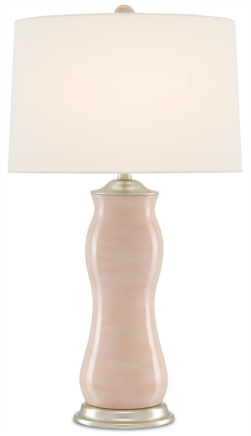 Currey and Company 6000-0236 One Light Table Lamp, Blush/Silver Leaf Finish - LightingWellCo