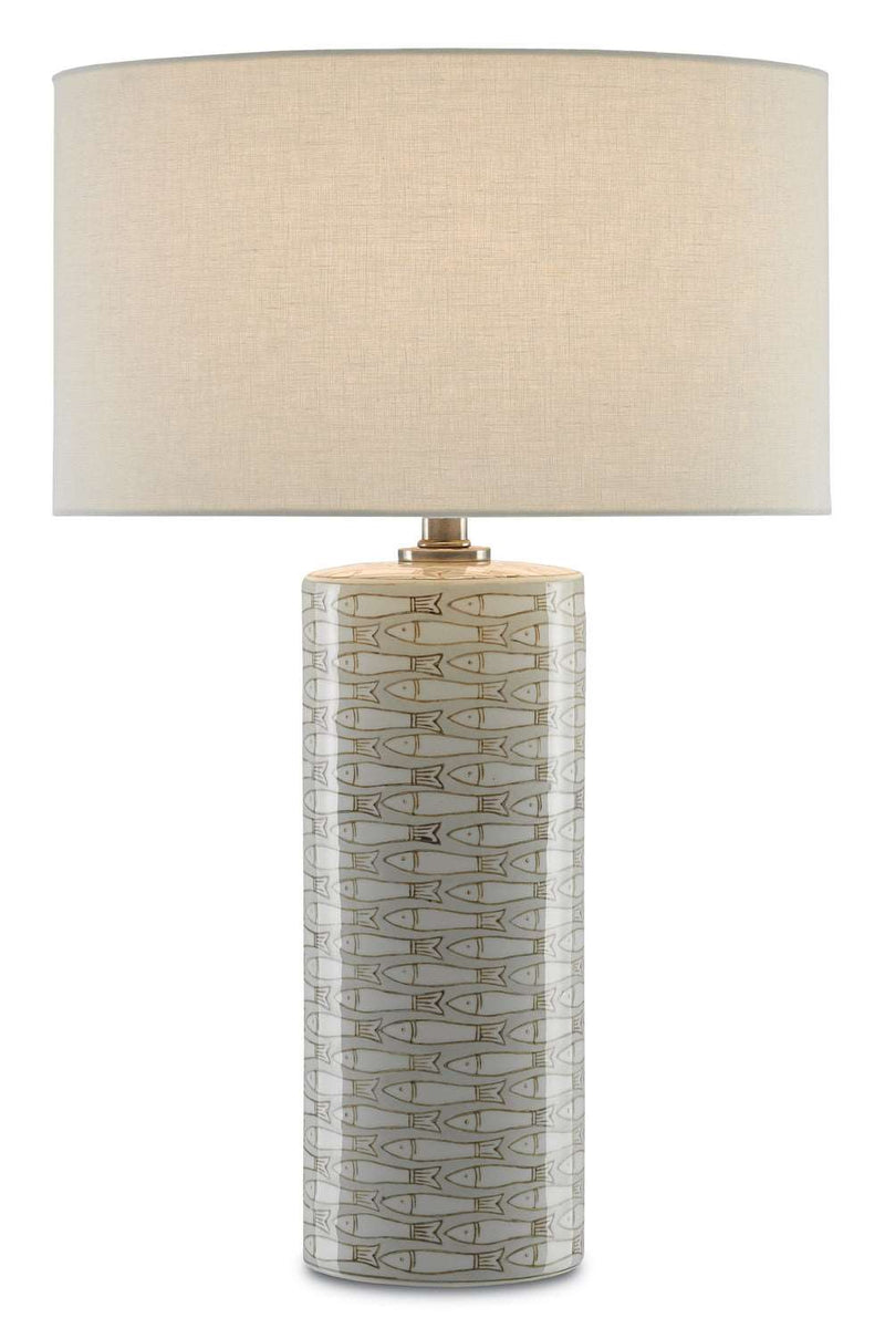 Currey and Company 6000-0283 One Light Table Lamp, Gray/White/Antique Nickel Finish - LightingWellCo